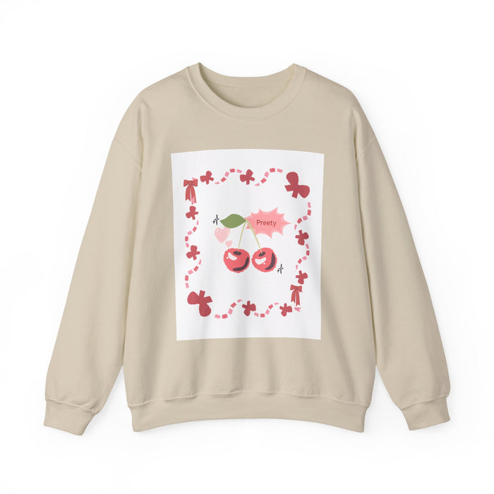 Crewneck Sweatshirt — Pink Cherry 'Pretty' Graphic Pullover