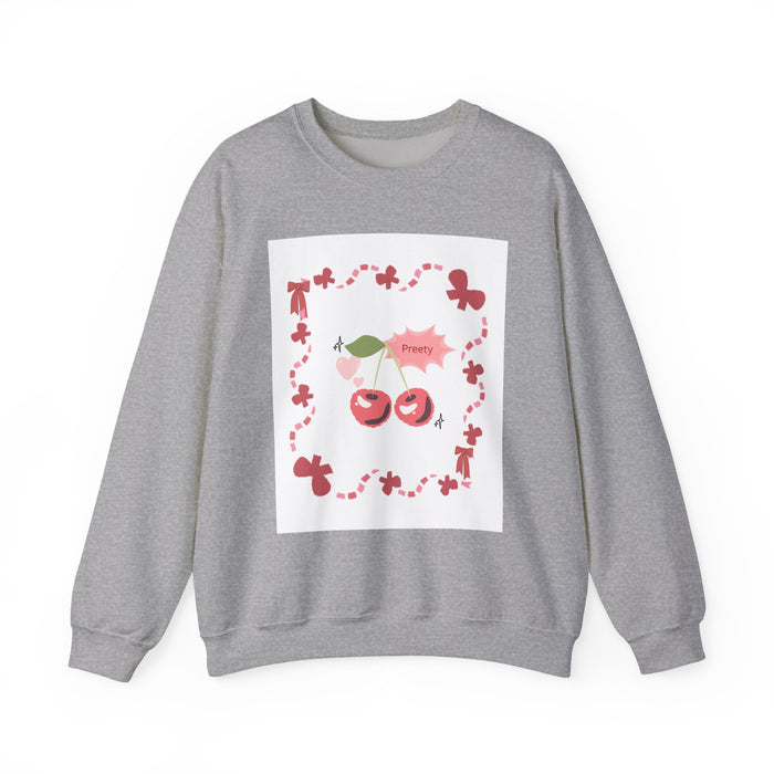 Crewneck Sweatshirt — Pink Cherry 'Pretty' Graphic Pullover