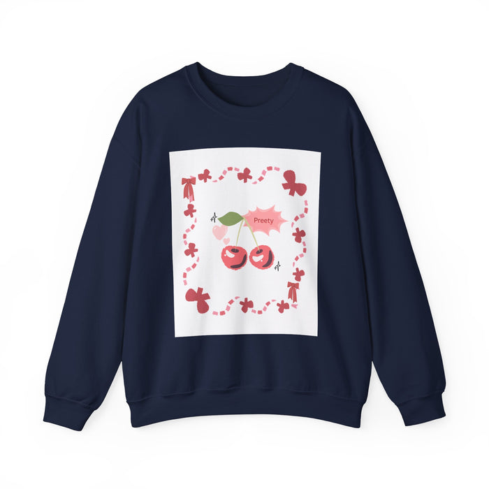 Crewneck Sweatshirt — Pink Cherry 'Pretty' Graphic Pullover