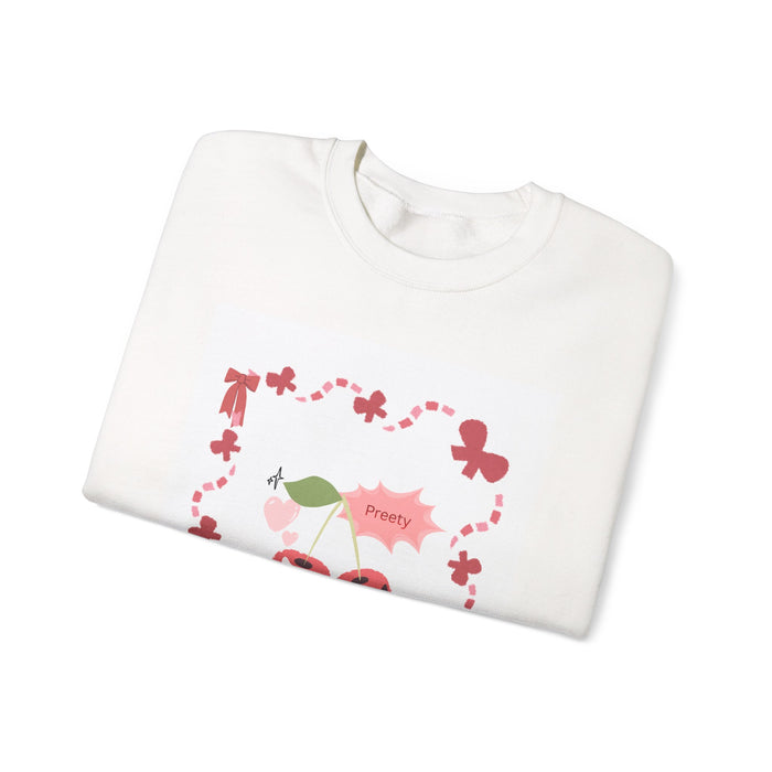 Crewneck Sweatshirt — Pink Cherry 'Pretty' Graphic Pullover