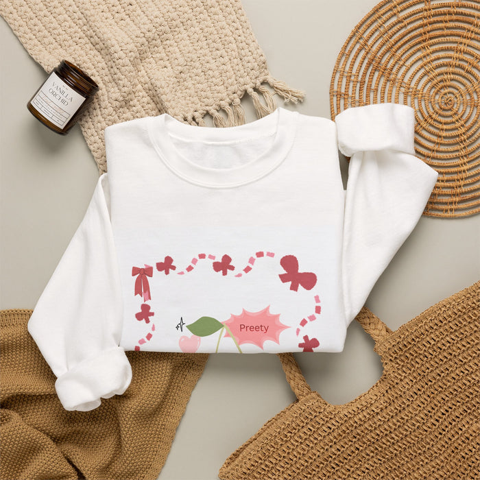 Crewneck Sweatshirt — Pink Cherry 'Pretty' Graphic Pullover