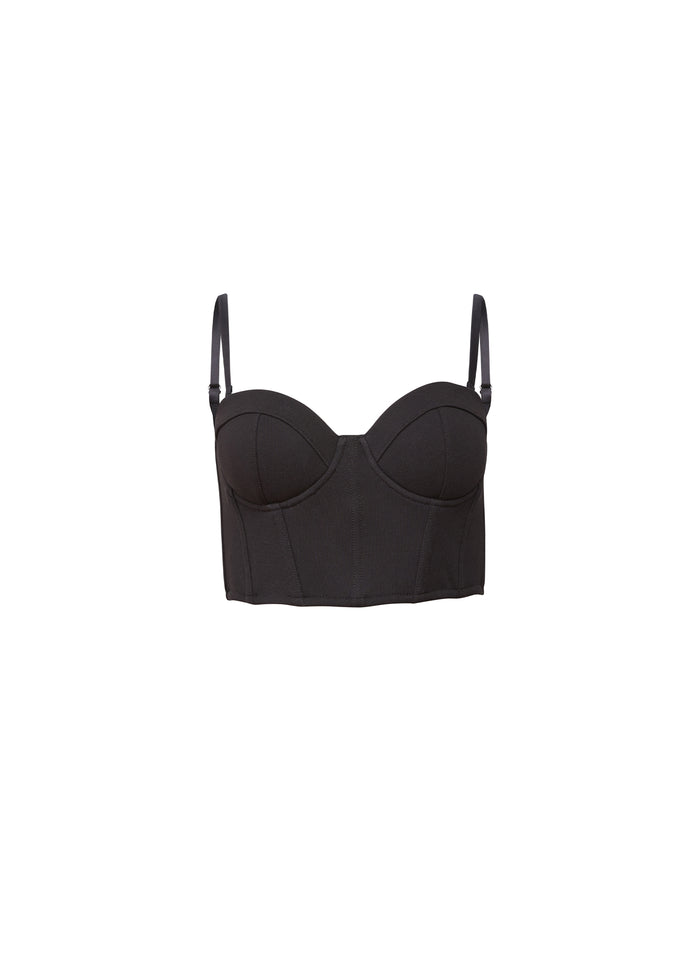 Cropped Terry Bustier-black-detail