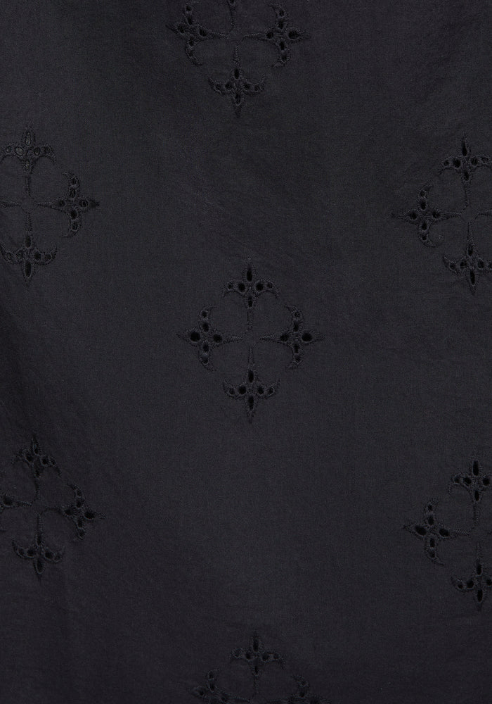 Crux Broderie Cotton Button Up Midi Skirt