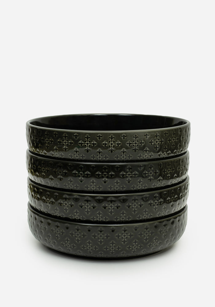 Crux Debossed Ombre Pasta Bowl  (4 Piece Set)