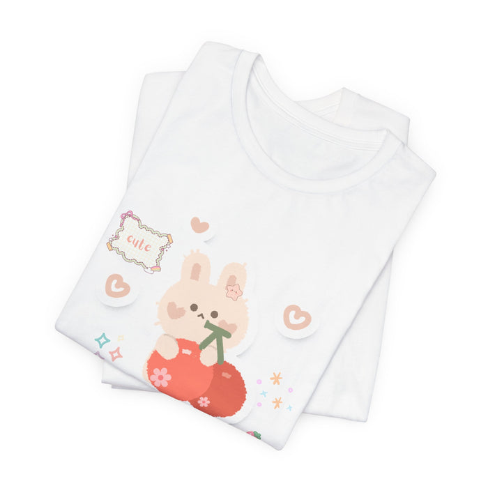 Cute Bunny with Cherry Illustration Tee