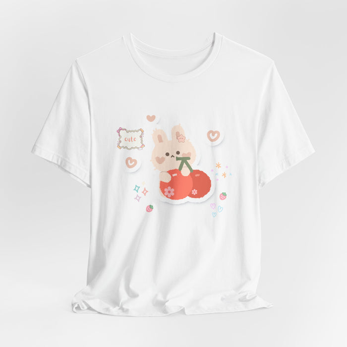 Cute Bunny with Cherry Illustration Tee