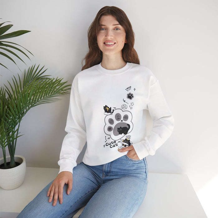 Cute Cat Paw Crewneck Sweatshirt — "Cute Cat" Graphic