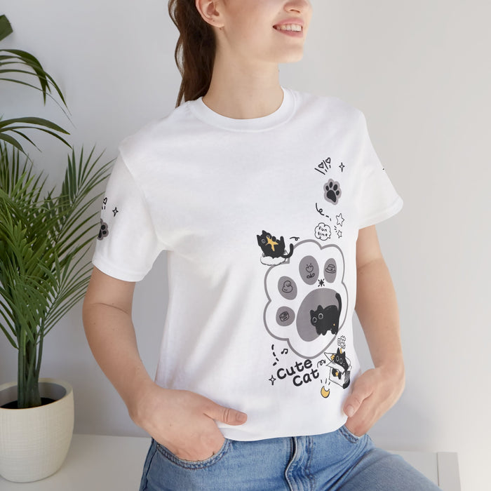 Cute Cat Paw Graphic Tee – "Cute Cat" Short Sleeve T-Shirt