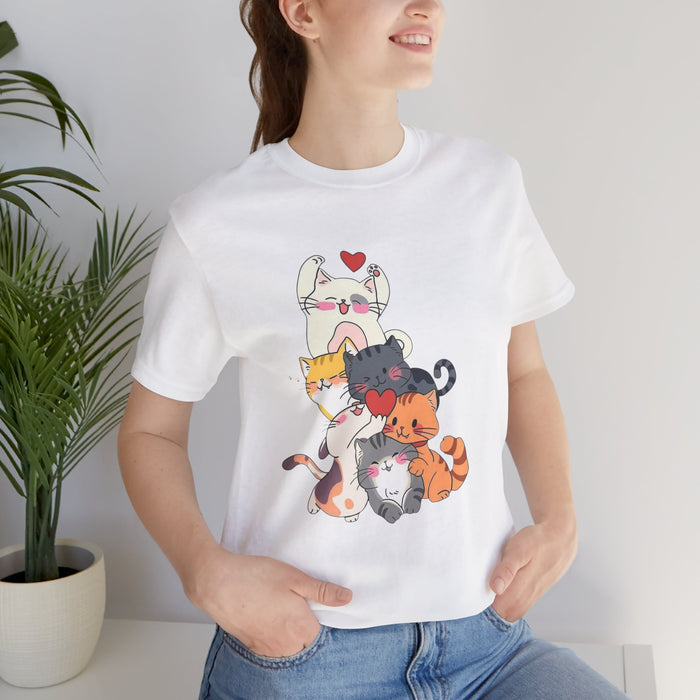 Cute Cats Stack T-Shirt — Adorable Kitten Pile Tee