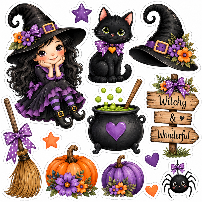Cute Girl Witch Scrapbooking Kit