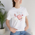 Cute Kawaii Journal Tee — Pastel Book, Camera & Flowers Graphic T-Shirt