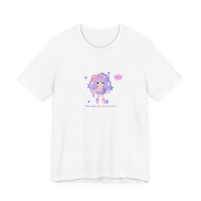 Cute Pastel Anime Tee — "You Make the World Brighter"