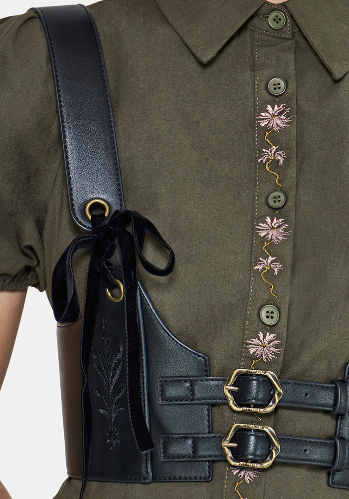 Cybele Embroidered Tie Front Harness