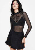 Cybele Floral Flocked Mesh Bodysuit