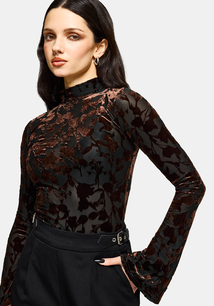 Dakota Devore Velour Flared Sleeve Top