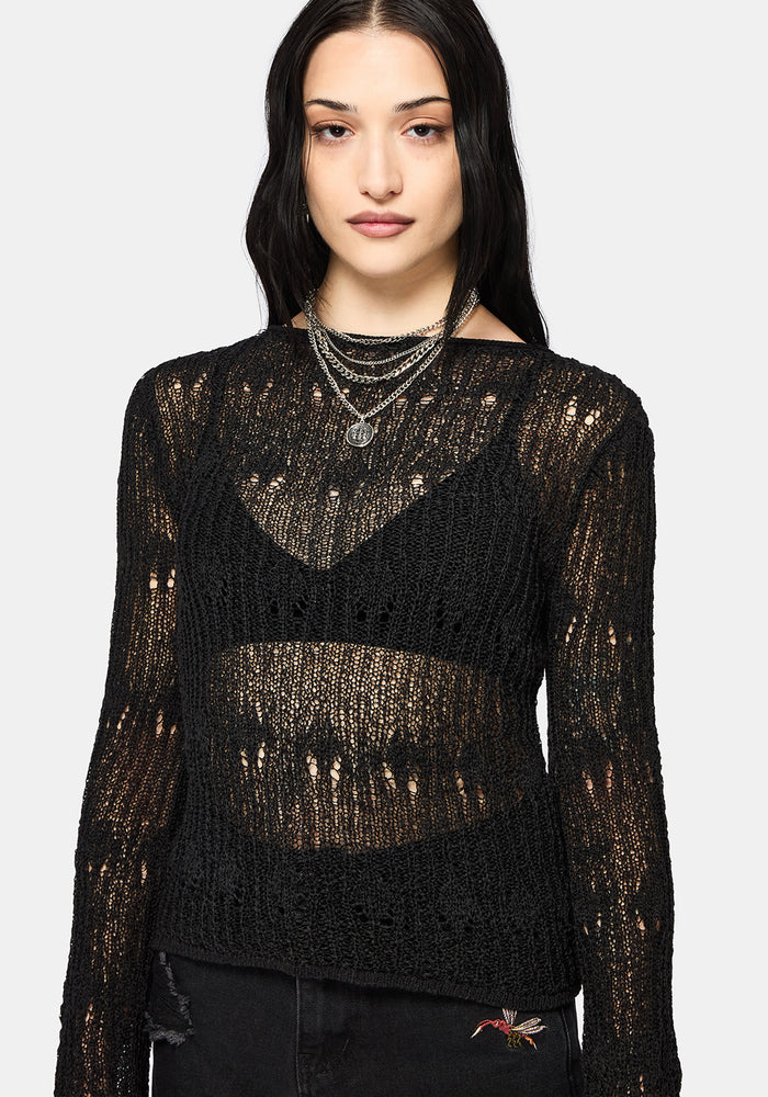 Damien Ladder Knit Top - Black