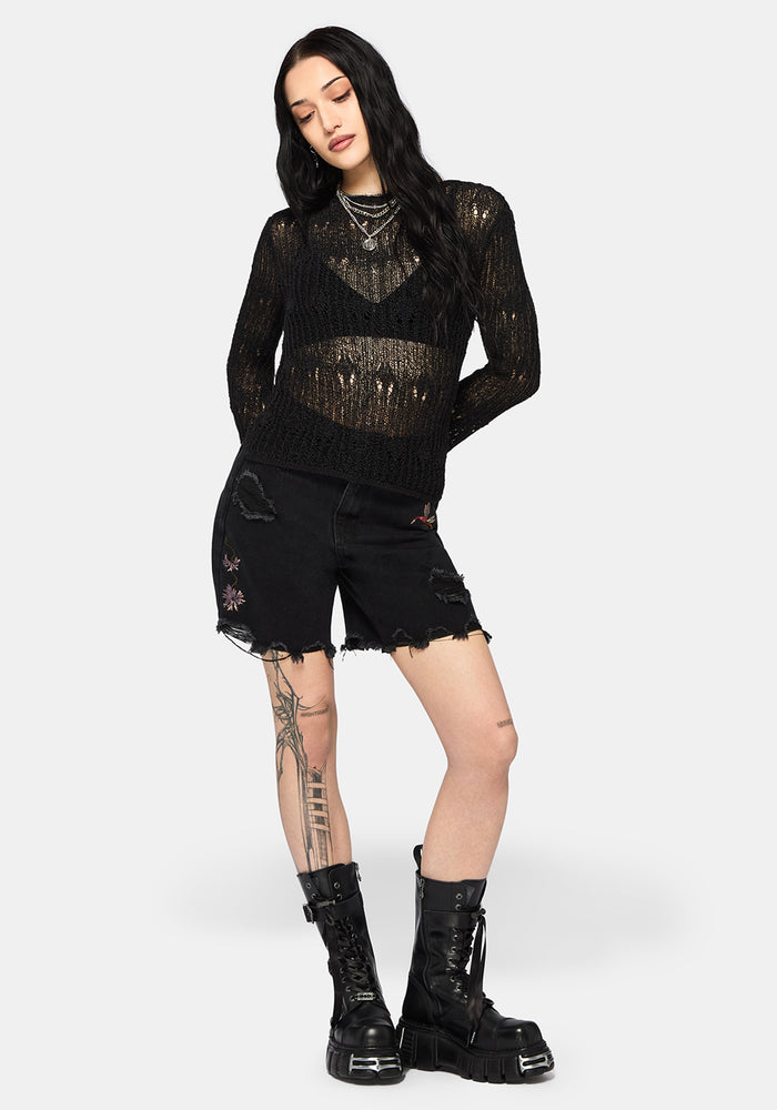 Damien Ladder Knit Top - Black