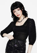Danica Ladder Stitch Square Neck Knit Top