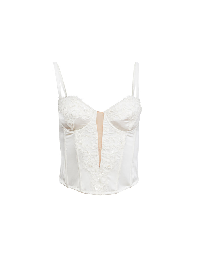 Daphne Silk Bustier-ivory-flat