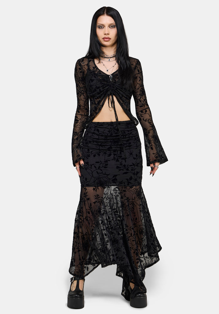 Deadly Nightshade Mesh Midi Skirt