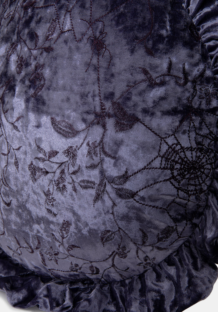 Deadly Nightshade Velvet Ruffle Cushion