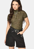 Demi Devore Short Sleeve Bodysuit - Khaki