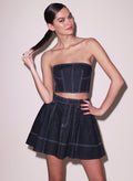 Denim Cropped Bustier-dark wash denim-Fleur du Mal