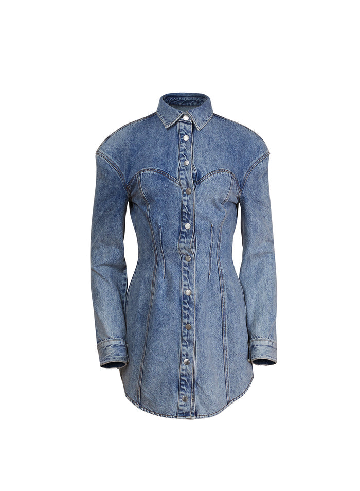 Denim Shirt Dress-acid denim blue-flat