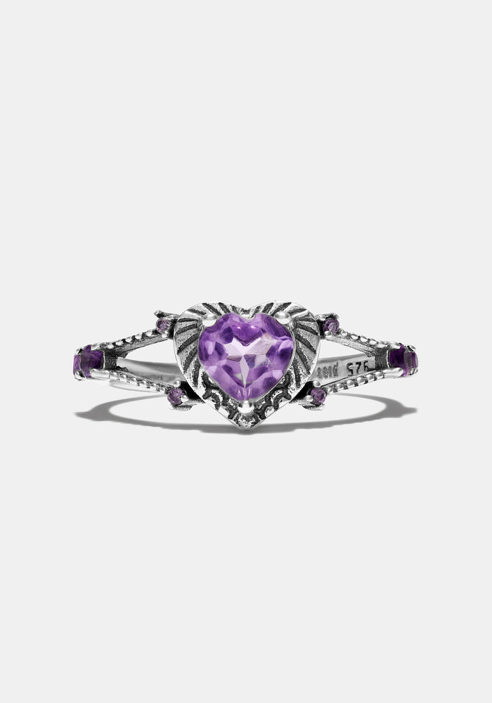 Devotion Sterling Silver Amethyst Heart Ring