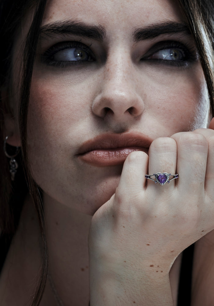 Devotion Sterling Silver Amethyst Heart Ring