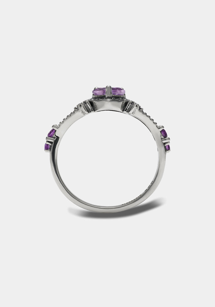Devotion Sterling Silver Amethyst Heart Ring