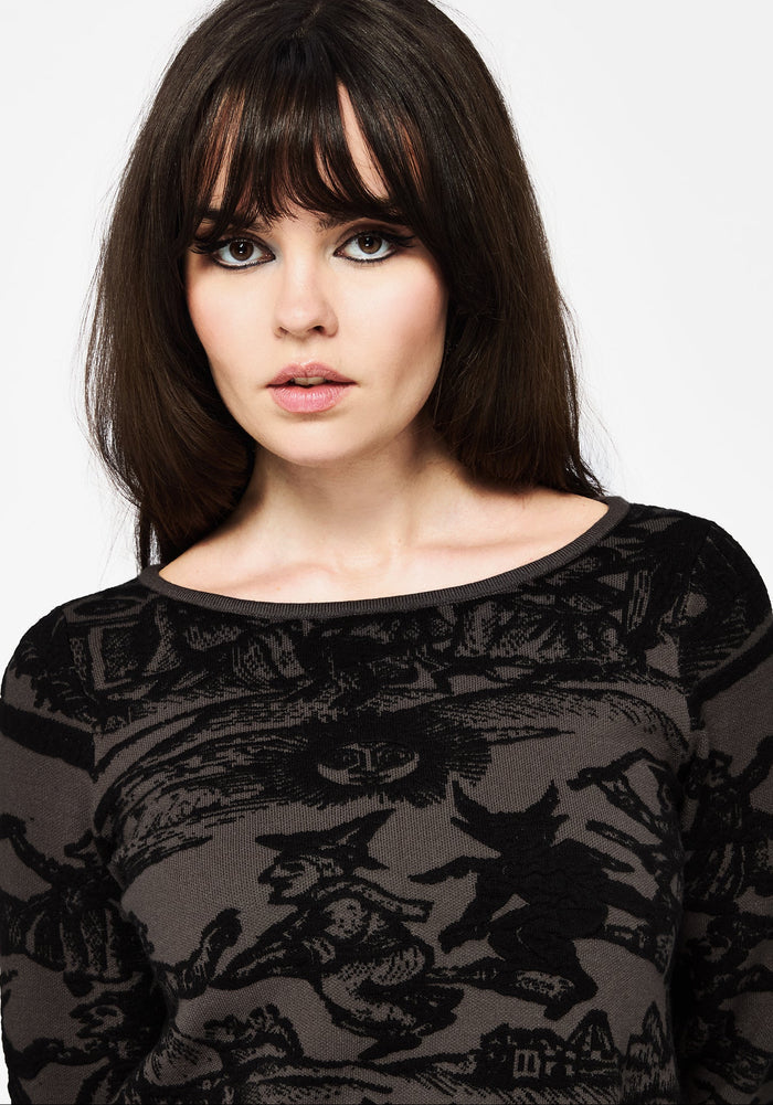 Diabolical Raised Jacquard Knit Sweater