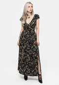 Dionaea Flytrap Print Plunge Maxi Dress