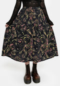 Dionaea Flytrap Print Viscose Midi Skirt