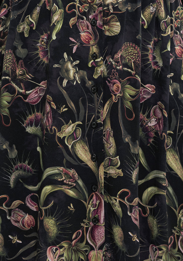 Dionaea Flytrap Print Viscose Midi Skirt