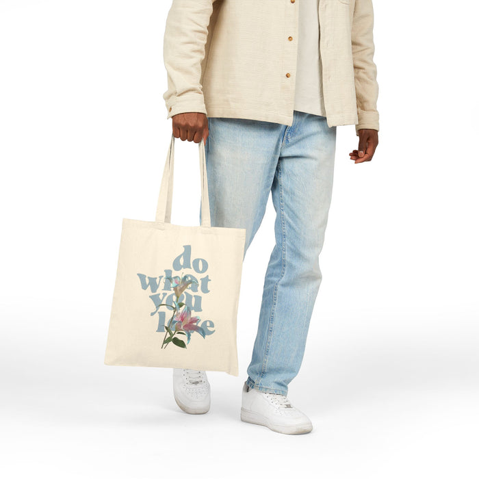 Do What You Love Floral Canvas Tote — Inspirational Cotton Grocery & Market Bag