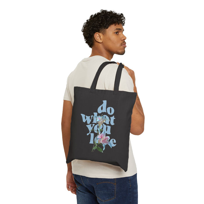 Do What You Love Floral Canvas Tote — Inspirational Cotton Grocery & Market Bag