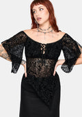 Drakona Off The Shoulder Flocked Top