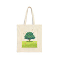 Eco Canvas Tote — Green Tree Illustration Tote Bag (Nature, Birds & Meadow)