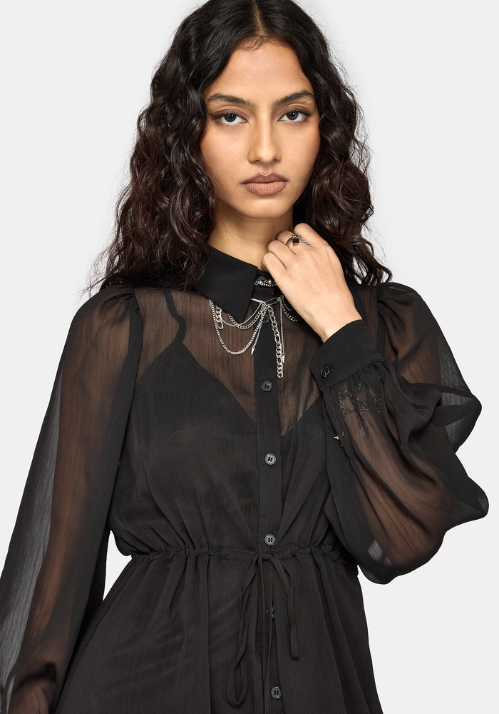 Eimhir Chiffon High-Low Midi Shirt Dress