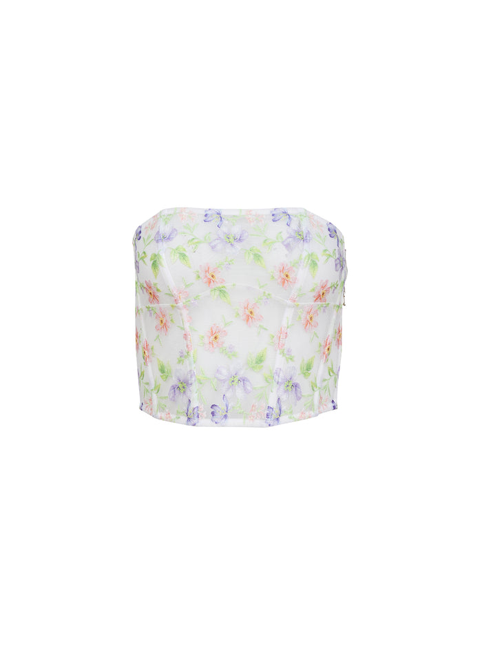 Elara Embroidery Corset Top-ivory