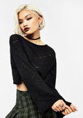 Eliana Celestial Pointelle Knit Crop Sweater