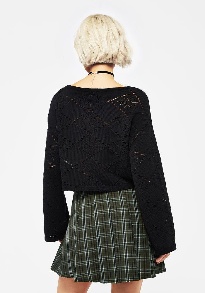 Eliana Celestial Pointelle Knit Crop Sweater