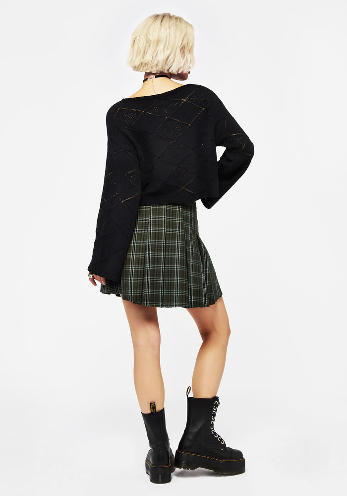 Eliana Celestial Pointelle Knit Crop Sweater