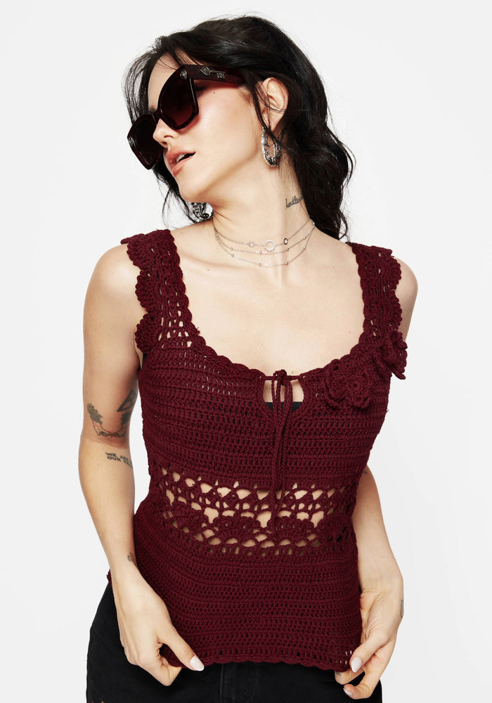 Elnora Moth Hand Crochet Knit Top