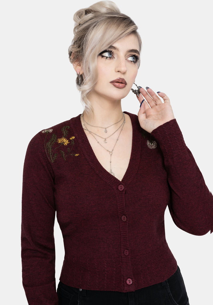 Elowyn Dandelion Embroidered Pointelle Knit Cardigan