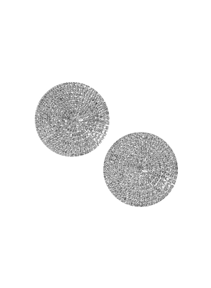Embellished Crystal Reusable Nipple Covers-platinum-Fleur du Mal-flat
