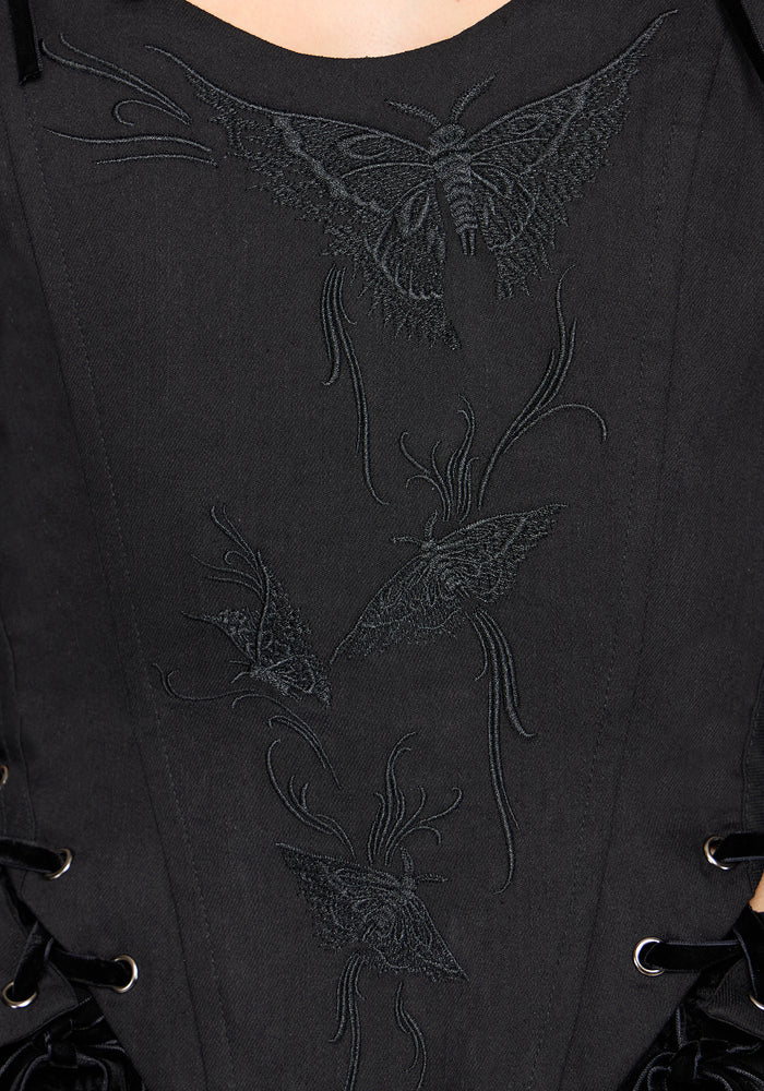 Ember Moth Embroidered Corset Top