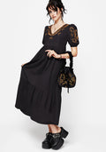Emberflit Cotton Blend Moth Embroidered Smock Maxi Dress