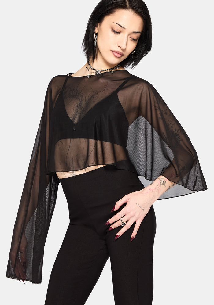 Emmie Black Mesh Poncho